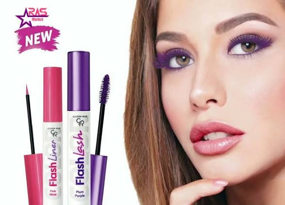 ریمل حجم دهنده و بلند کننده گلدن رز مدل Flash lash رنگ آبی بنفش زرشکی و بادمجونی و سبز با برس جدا کننده مژه